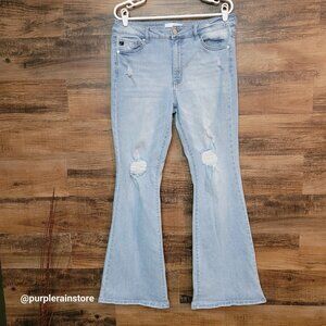 Kancan Jeans Size 31 High Rise Flare Stretch Light Wash Denim Western Rodeo